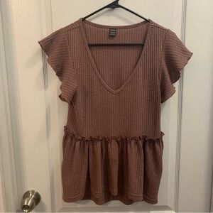 Shein Mauve waffle knit peplum top